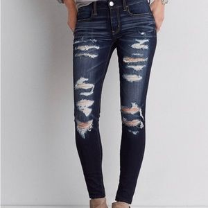 American Eagle Skinny Distressed Jegging, Dark wash